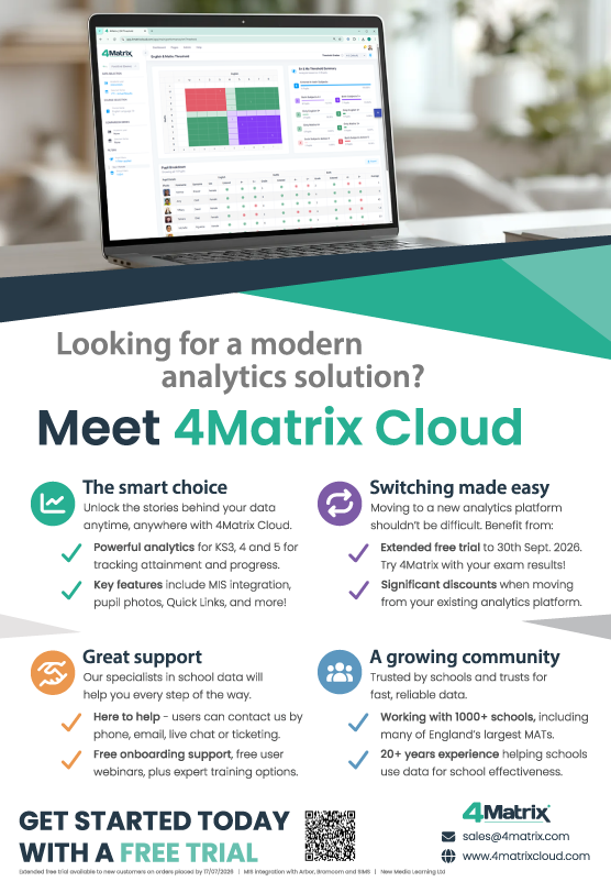4Matrix's tweet photo. Have you spotted our advert in this month’s @TeachSecondary magazine?  Making the switch to 4Matrix is the smart choice for schools - with significant discounts, a seamless transition process, and expert support every step of the way.  There’s never been a better time to join our growing community of schools.
