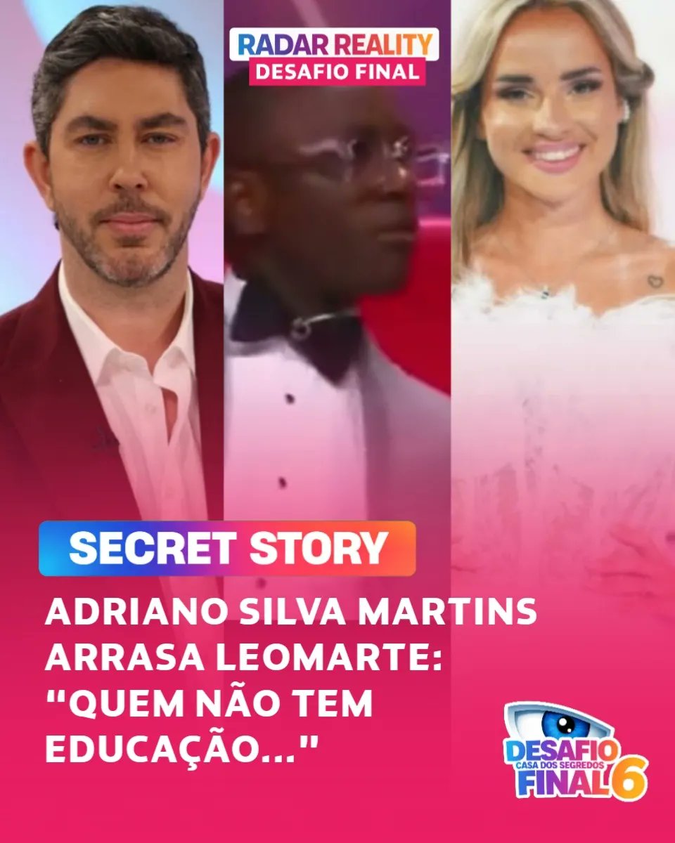radarrealitypt's tweet photo. O "Desafio Final" terminou este domingo para Daniela Santo, e Leomarte não conteve a euforia no estúdio. Atento à emissão, Adriano Silva Martins criticou duramente a atitude do ex-concorrente. 

#sstvi https://t.co/U7sCfy2Vbg