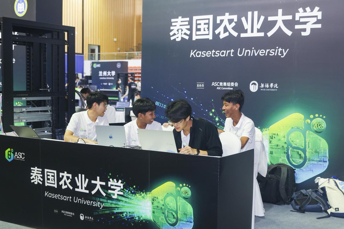 aschpc's tweet photo. The first competition day of the #ASC26 Finals is here.

Under a 5000W cap,  finalist teams are taking on HPL &amp; HPCG benchmarks, climate simulation ICON, and UnifoLM-WMA-0 inference optimization.

The race for performance, efficiency, and the championship is officially underway. https://t.co/6VAvNtADfQ