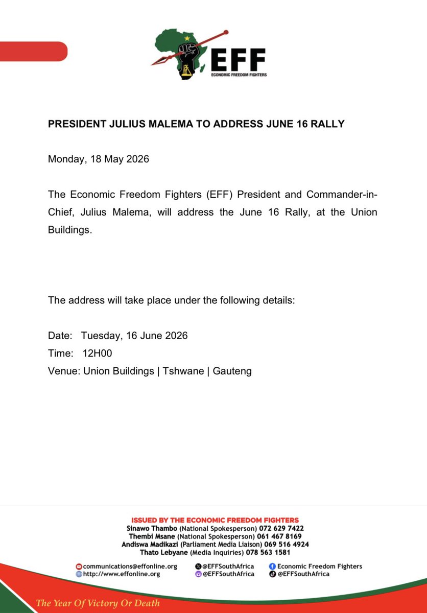 Economic Freedom Fighters tweet media