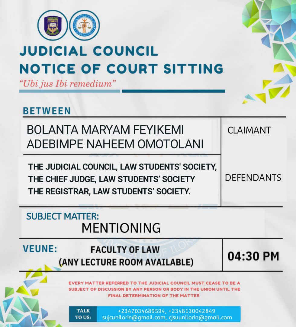 Students’ Union Judicial Council, Unilorin tweet media