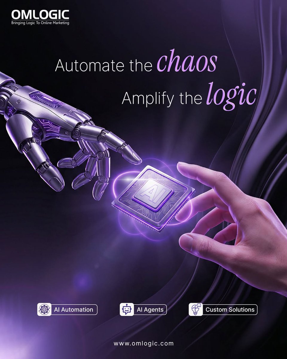 OMLOGIC's tweet photo. At OMLogic, our AI and Automation solutions don’t replace people - they empower them.

We design smart workflows, predictive systems, and adaptive marketing that scale your business effortlessly.

If your brand is ready to save time, scale faster, and think smarter - talk to us. https://t.co/4lNTnprPwn
