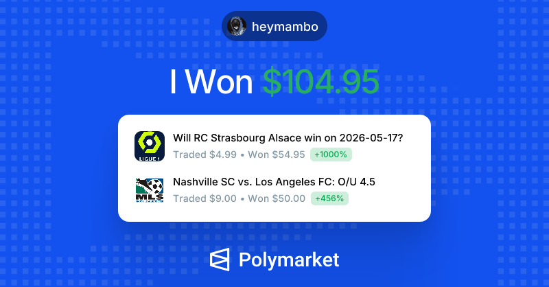 Xaalyan's tweet photo. I just won $104.95 on @Polymarket!

Join me and put your money where your mouth is: https://t.co/1QYujo0w2y https://t.co/aUczOM4Q5C