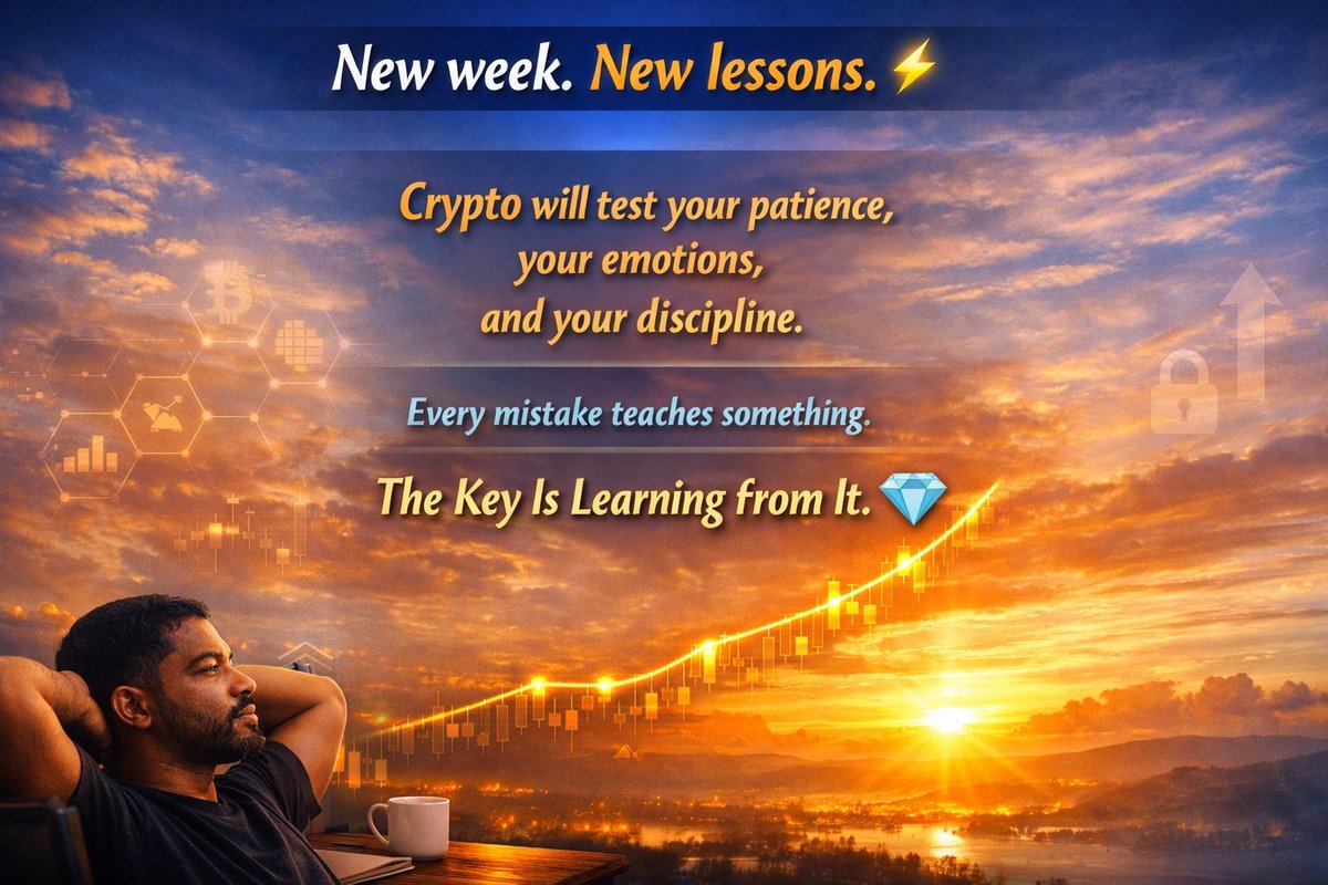 LIVINGBOYCRYPTO's tweet photo. New week. New lessons. โก
Crypto will test your patience
your emotions
and your discipline
Every mistake teaches something
The key is learning from it. ๐
#LivingboyCryptonite #CryptoLessons https://t.co/pFhvd4N44h