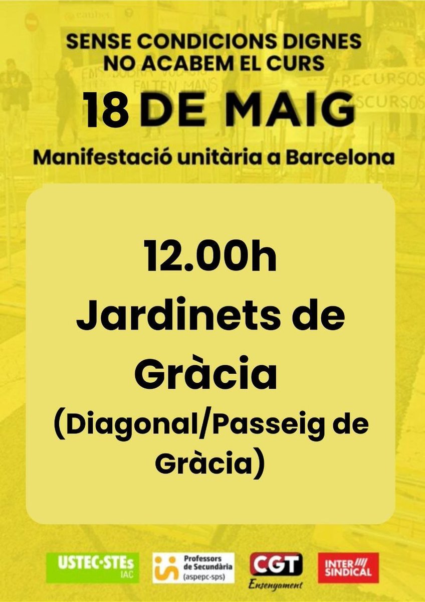 sindicat's tweet photo. 🔥 SEGONA SETMANA DE VAGA 🔥

Avui continuem la vaga al Consorci i al Barcelonès.

La resposta del Departament continua sent insuficient, i per això avui tornem a sortir al carrer amb més fermesa que mai. ✊🏼

📍 Manifestació unitària a Barcelona
🕛 12 h
📌 Jardinets de Gràcia

No afluixem. Avui, totes i tots a Barcelona. 💪