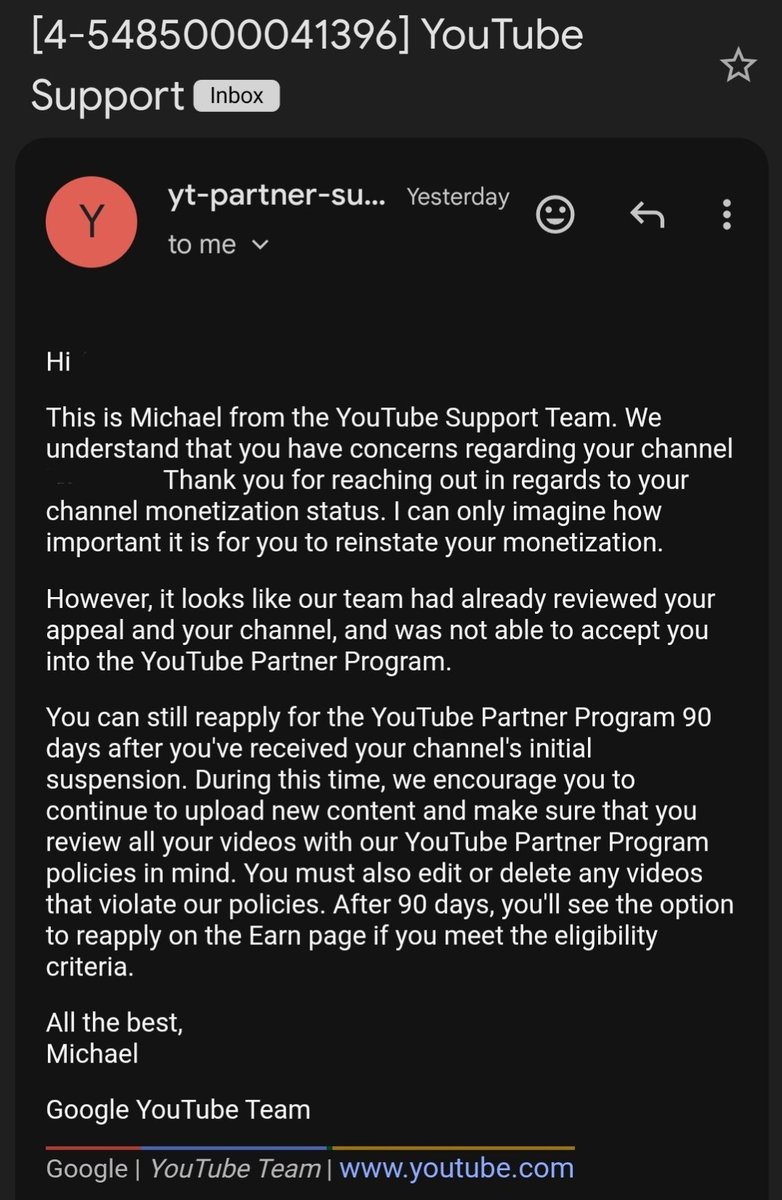 WavearOfficial's tweet photo. Is anyone else trapped in the infinite automated rejection loop? 

​My analytics show that my unlisted channel appeal video has ZERO views. That is physical proof that no human being has ever watched my defense.

​Yet, YouTube sends me the same copy-paste template from 'Michael' every single time, claiming my channel was 'reviewed.'

​We need actual support, not broken AI non-answers. 🛑

​RT if you think creators deserve human reviews.

@TeamYouTube
​#Help #Demonetized #BrokenSystem #YouTubeSupport #YouTubeCreators