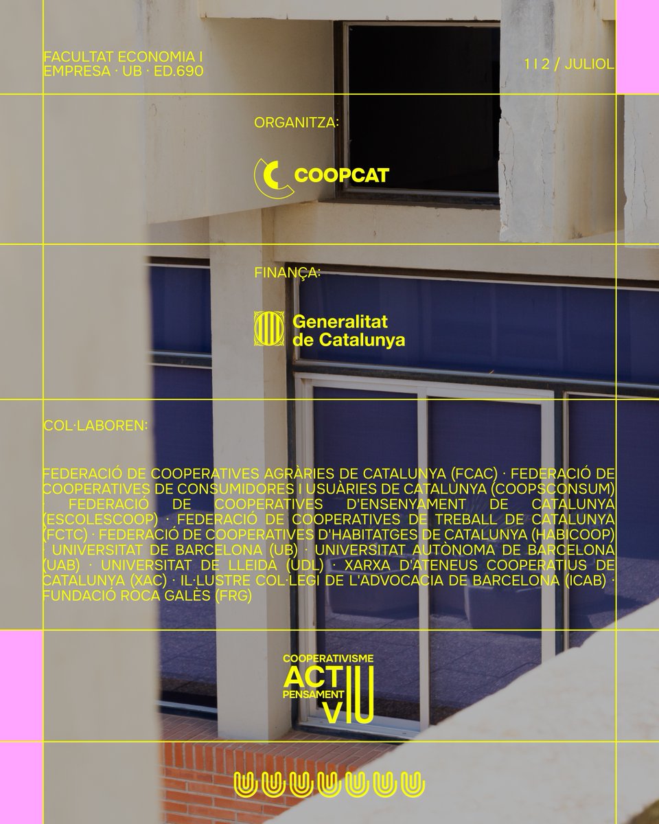 CooperativesCAT's tweet photo. La UESCOOP és una construcció col·lectiva del cooperativisme a Catalunya.

Impulsada per CoopCat i les Federacions de Cooperatives, amb la Xarxa d’Ateneus Cooperatius, la Direcció General d’Economia Social i Cooperatives, l’ICAB, universitats públiques i el suport de la Generalitat de Catalunya.
Cooperativisme actiu, pensament viu.