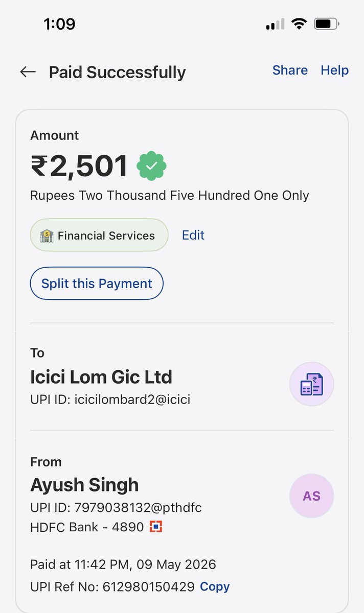 ayushind's tweet photo. @ICICILombard This is for reference https://t.co/1ZlPui3enK