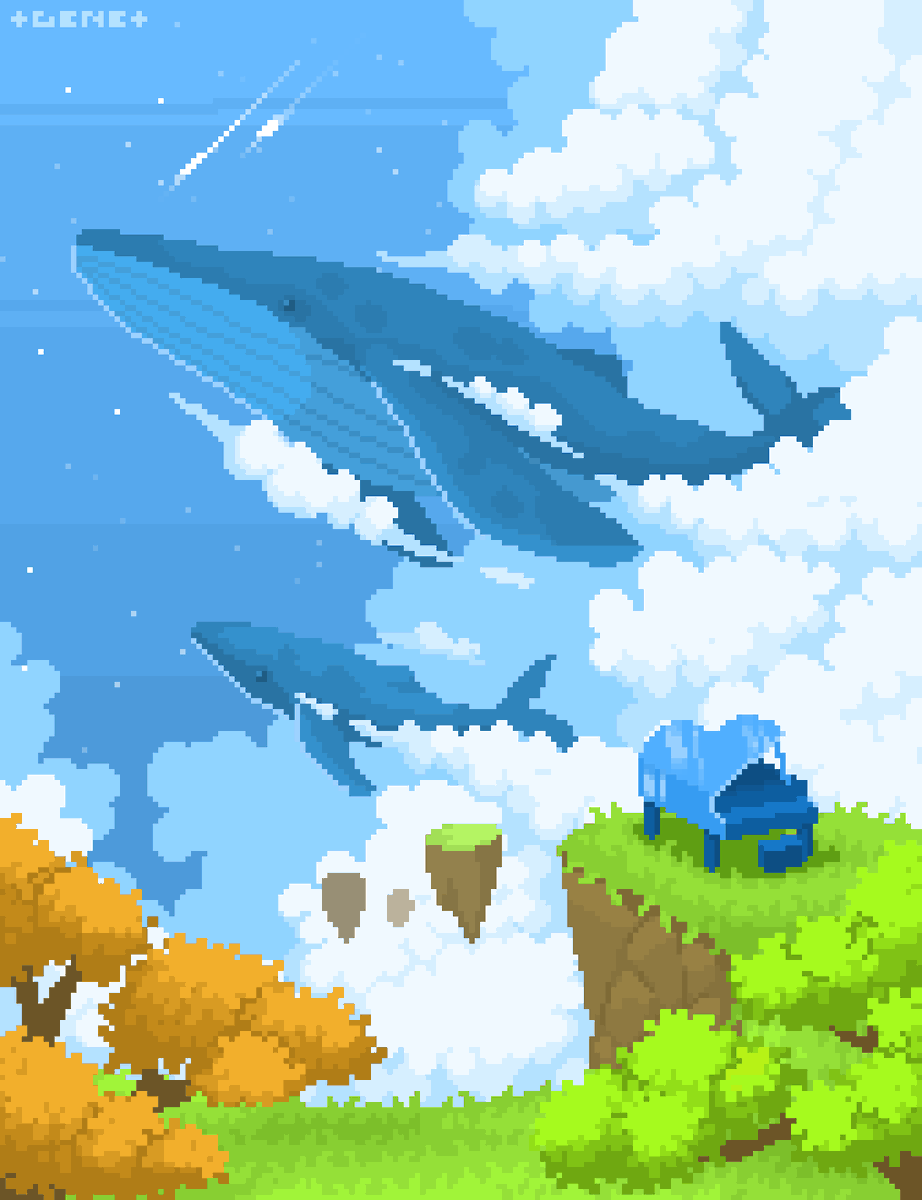 Think about the music it plays🐋🌌🎶 #ドット絵 #pixelart