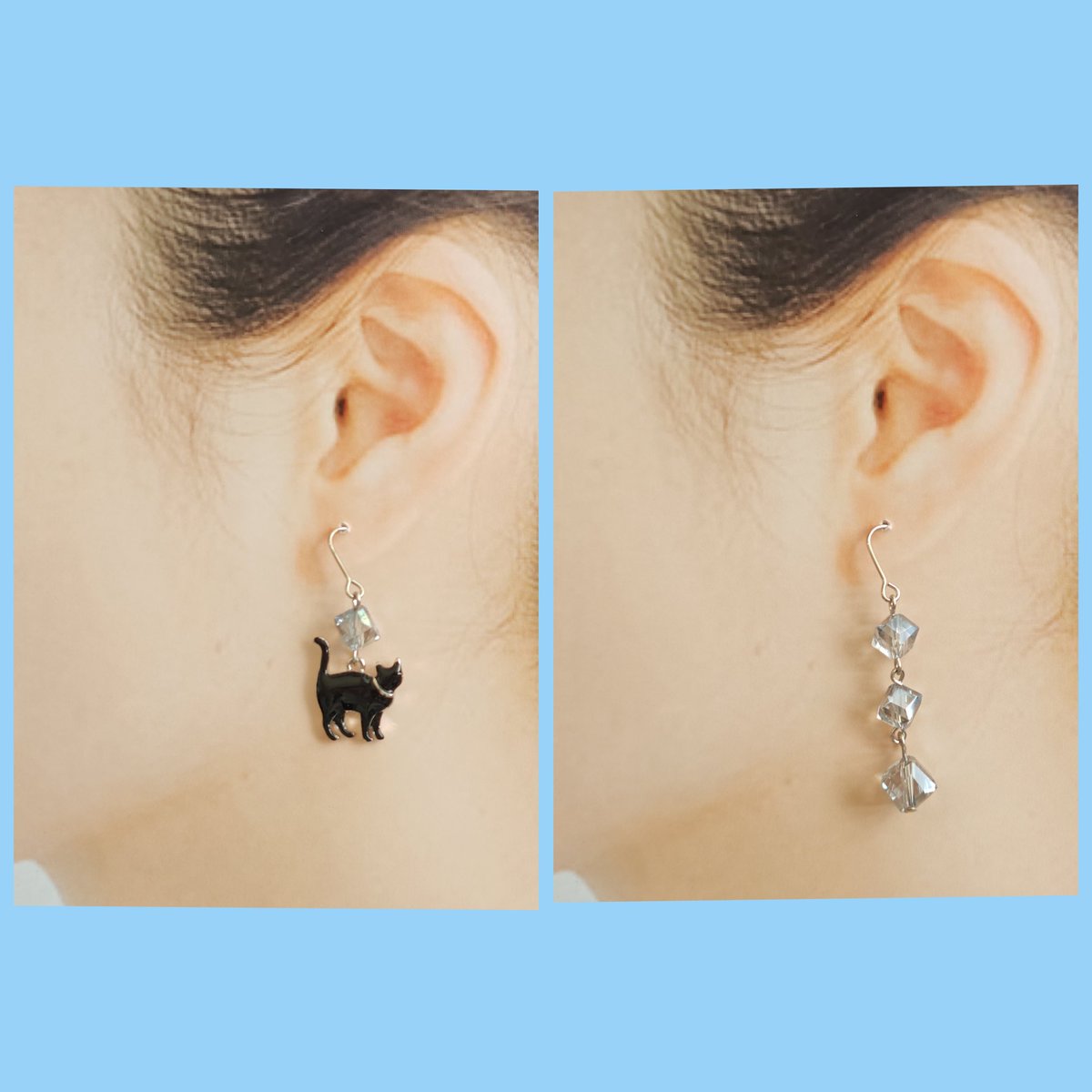 金具は、イヤリング、樹脂ピアス、ノンホールピアス、キャッチ付き