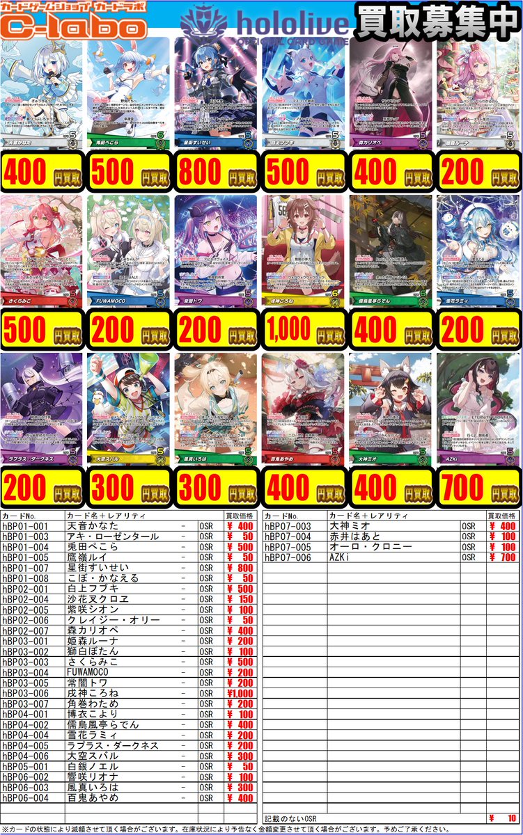 📢ホロライブOCG買取情報📢】 カードラボ池袋店🦉からホロカ買取の