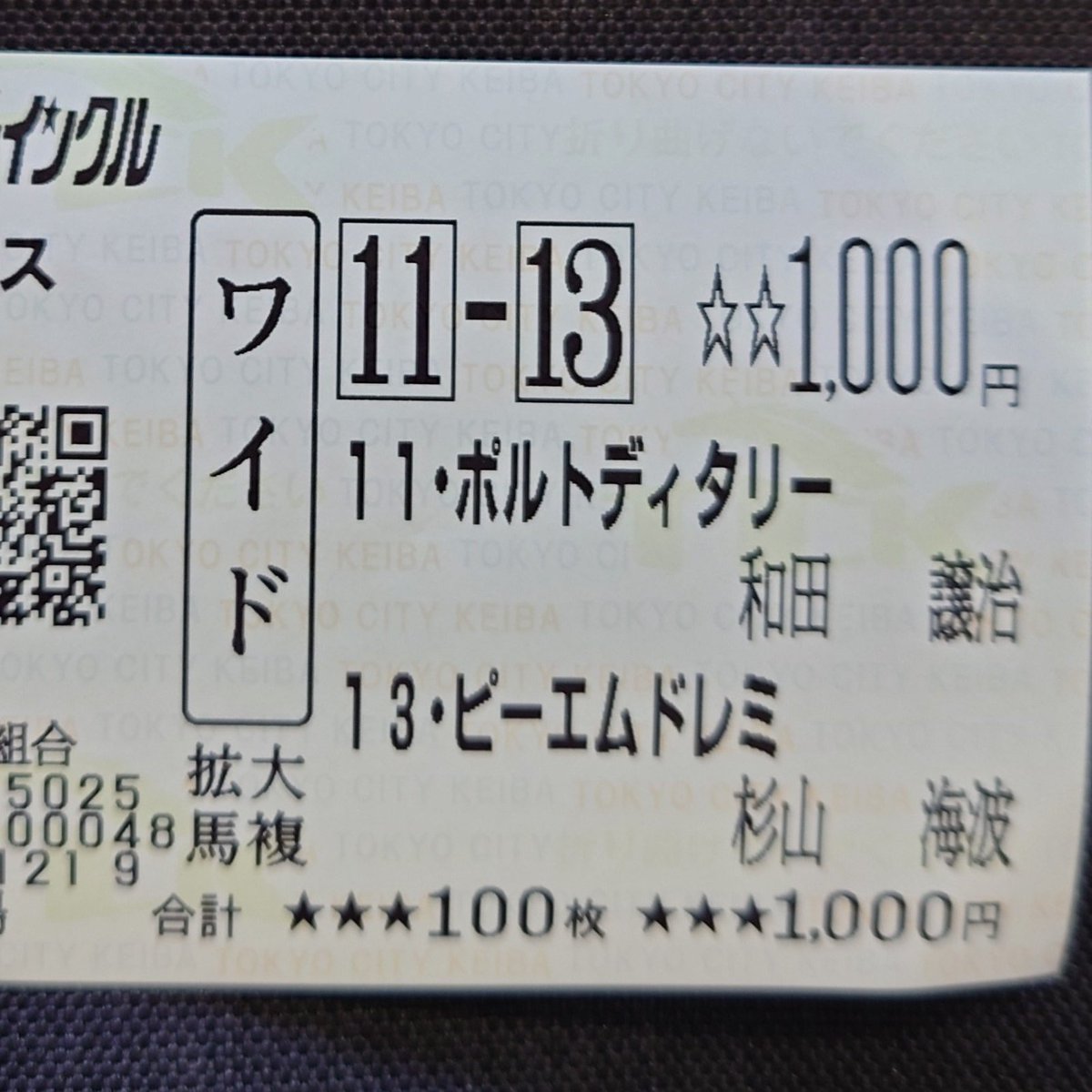 ⑪⑬でワンツー！！！ そして内枠で唯一評価した④3着！！！ 何もいう