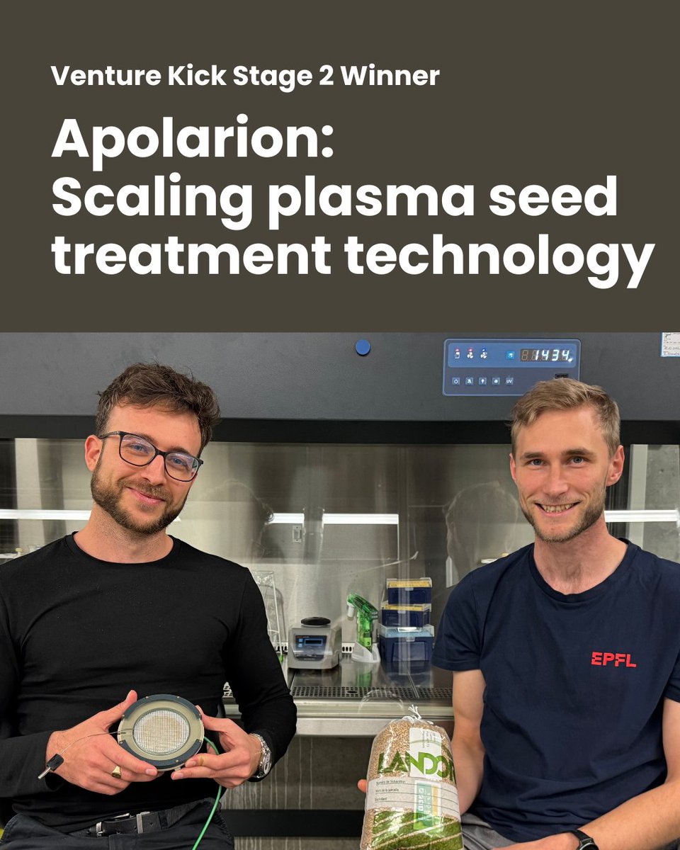 venturekick's tweet photo. Apolarion receives CHF 40,000 from Venture Kick to scale plasma based seed treatment technology 🌱 https://t.co/YQ9QIxLLDT

Apolarion has secured CHF 40,000 in Venture Kick Stage II funding to advance its cold atmospheric plasma technology for sustainable seed treatment.

The solution uses only air and electricity to inactivate seed pathogens without toxic chemicals or loss of seed vigour, offering a scalable alternative to conventional pesticides.

With the Stage II funding, the team will:
 🔹 Build its MVP and transition toward commercial deployment
 🔹 Expand business development through international conferences
 🔹 Secure additional LOIs with European seed companies

By replacing chemical pesticides with plasma based treatment, Apolarion is advancing more sustainable solutions for modern agriculture.

Congrats to Luke Simons and Jesús Poley Sanjuán on this important step forward.

#VentureKick #SwissStartups