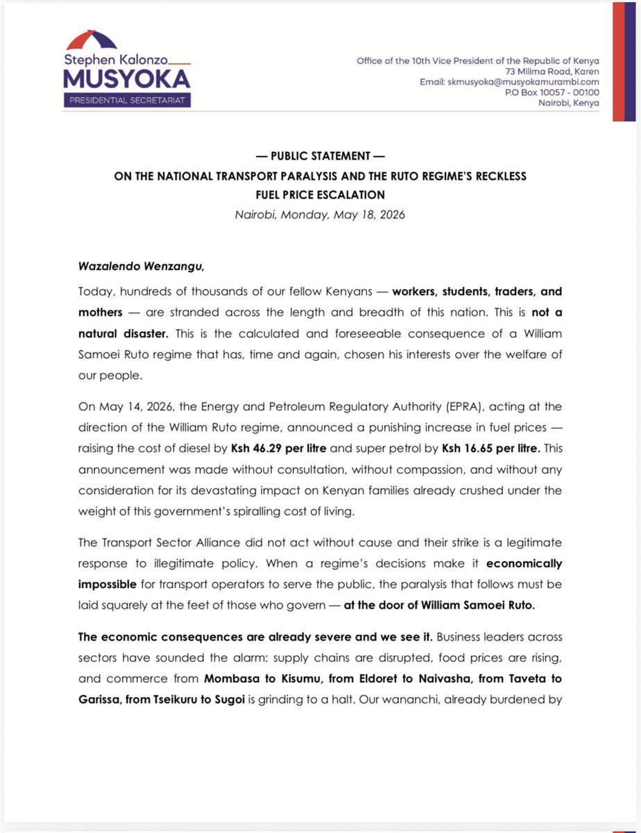Kalonzo Musyoka tweet media