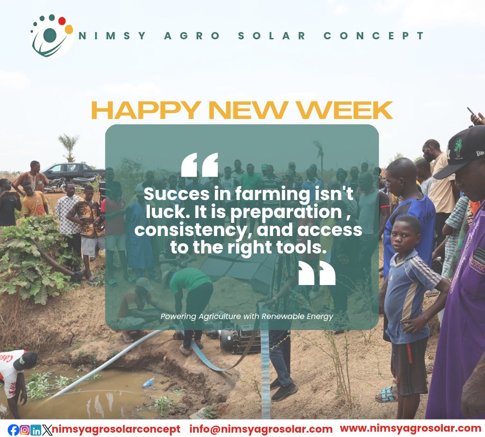 nimsyagrosolar's tweet photo. Let's build smarter farms together, Happy New Week...

#mondaymotivation #sustainablefarming #climateresillientfarmers
#nimsyagrosolarconcept https://t.co/uXMSkmrW7j