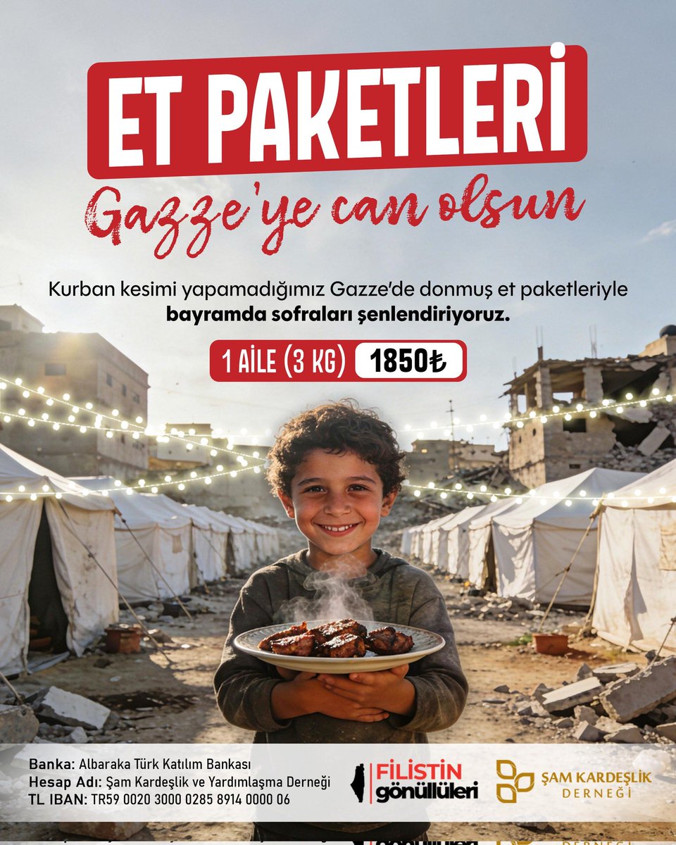 tubaerkor's tweet photo. Bayramda Gazze'ye et ikram etmek isterseniz... https://t.co/RHpdtEaBCB