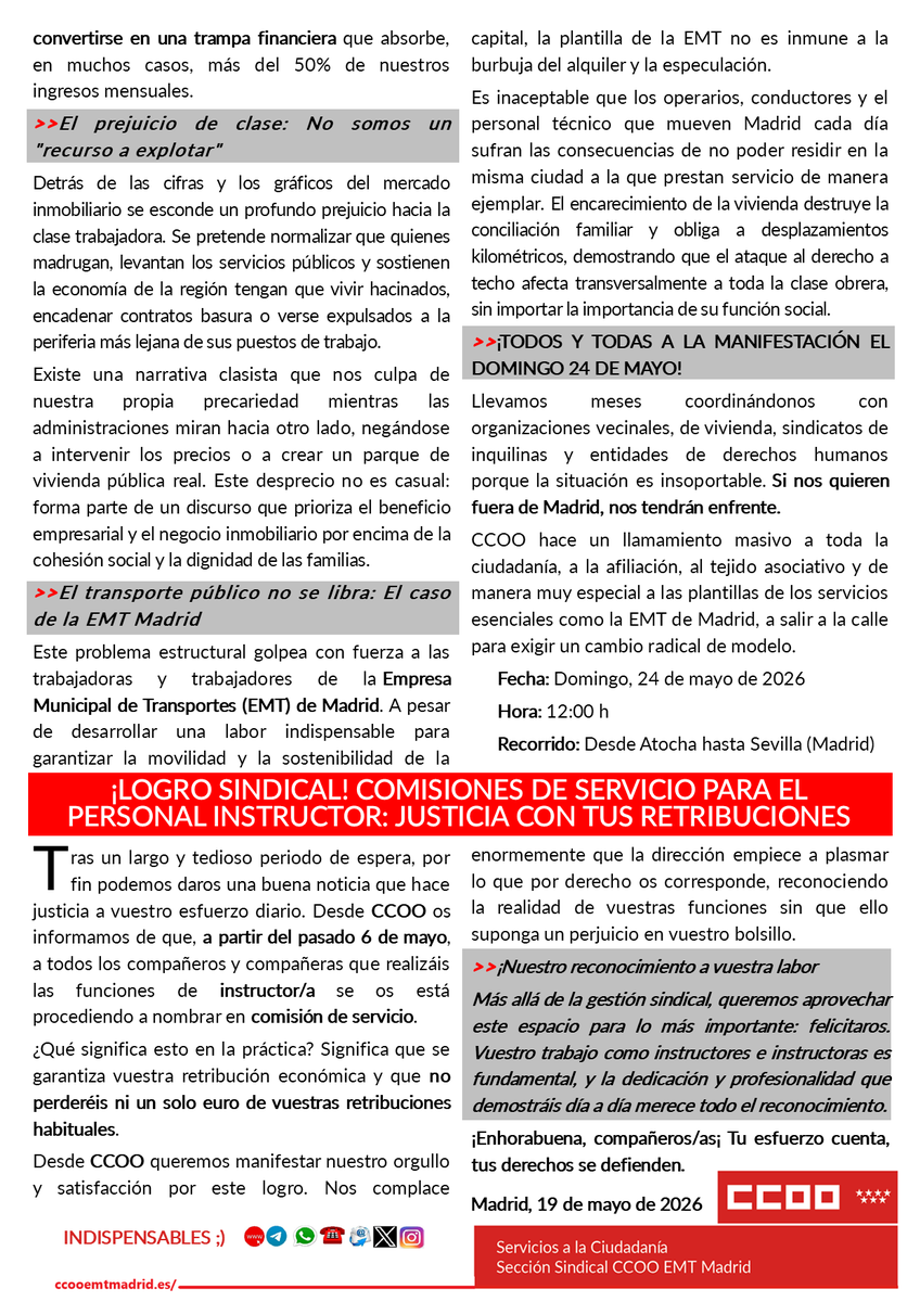 CCOO_EMTMadrid's tweet photo. 🔴BUENAS NOCHES compañeras/os. Mañana martes estaremos en los distintos Centros de Trabajo de 05:00 a 09:00 y de 20:00 a 01:00 para  ayudaros en vuestras dudas, asesoraros en lo que necesitéis y entregaros en mano nuestro COMUNICADO.🔴

➡️ https://t.co/rwYmwqJtde 📲 https://t.co/EJzI4bhKYT
