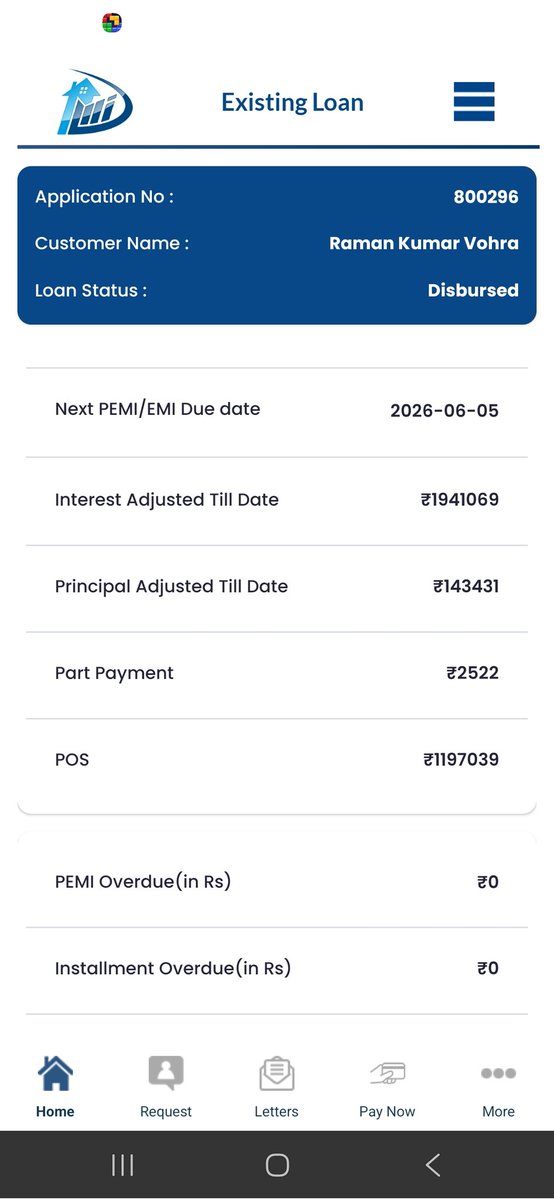 raman2478's tweet photo. @DMIHousingFin @DMIHousingFin False claim by!Your own live app shows Installment Overdue₹0  even displays my NEXT EMI due date as 5th June2026. Calling a customer NPA publicly despite zero overdue is clear defamation and harassment.De-seal my home immediately! @RBI @@NhbIndia @jagograhakjago https://t.co/QsJnoxgP2q