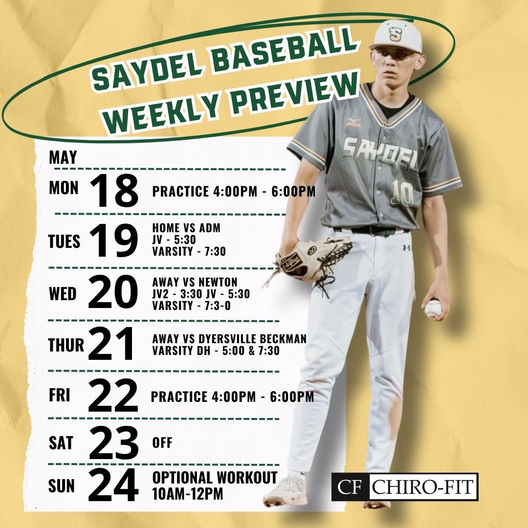Saydel_Baseball's tweet photo. Today’s games  vs. Newton are moved to Wednesday! https://t.co/JaPD277uvM