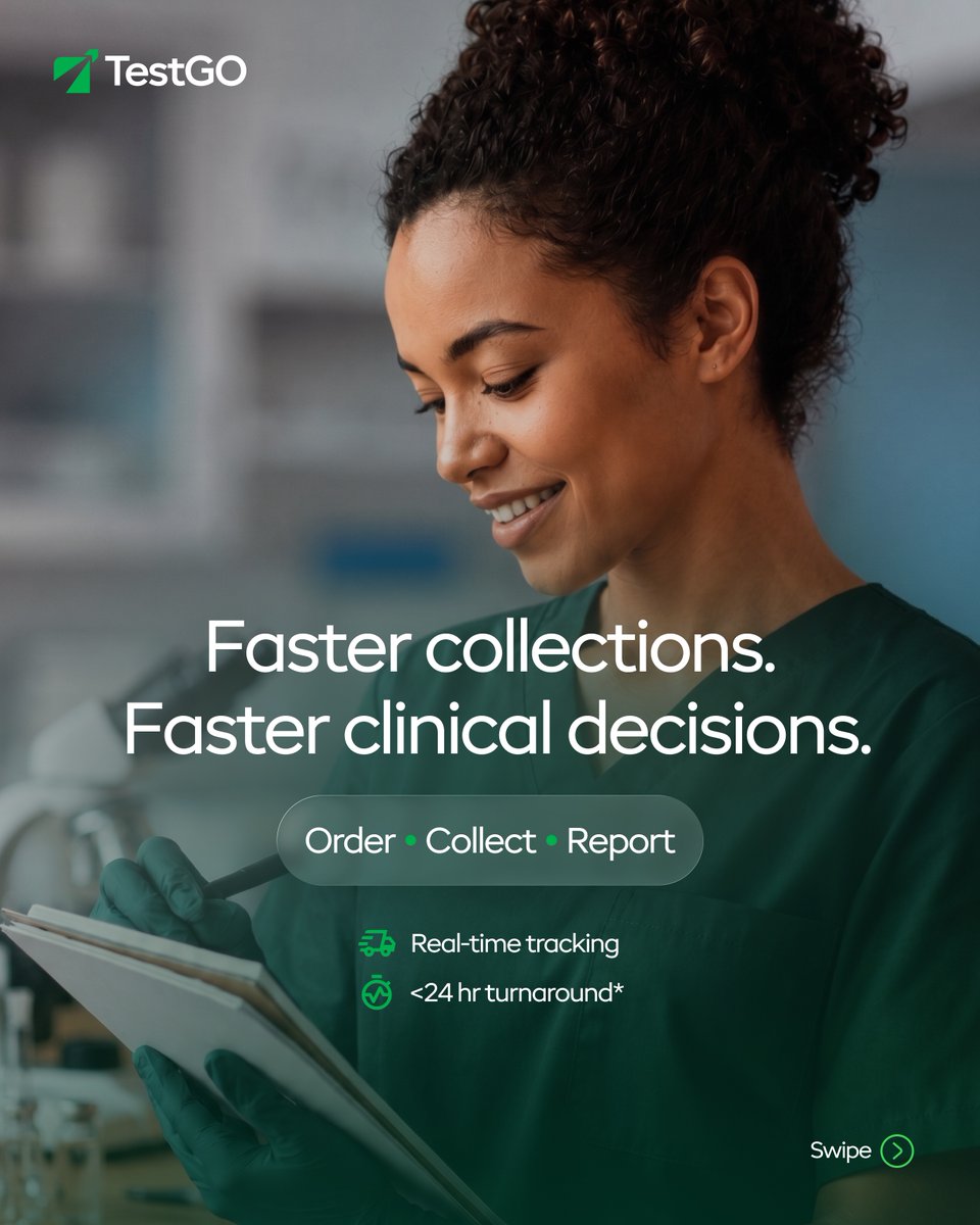 TestGo_Official's tweet photo. Missed collections delay diagnoses, disrupt workflows, and affect patient outcomes.
MLX by TestGO enables HIPAA-compliant, phlebotomist-led home collections integrated with EMR/LIS.
No setup cost. No subscription. No operational burden.
Visit https://t.co/cL6RiryshH
#TestGO #MLX https://t.co/eIV3C3OCZN