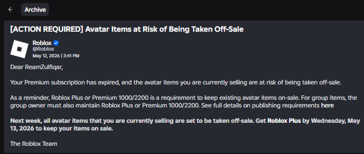 RealTxream's tweet photo. @SharkBloxYT @KreekCraft on top of that they literally emailed me promising a free 1 month trial of roblox plus but i cant even claim it because of their broken payment page. holding my shop hostage over a free trial is insane lol @KreekCraft @SharkBloxYT @Chaseroony @Roblox_RTC @Roblox https://t.co/5OlSZwyREb