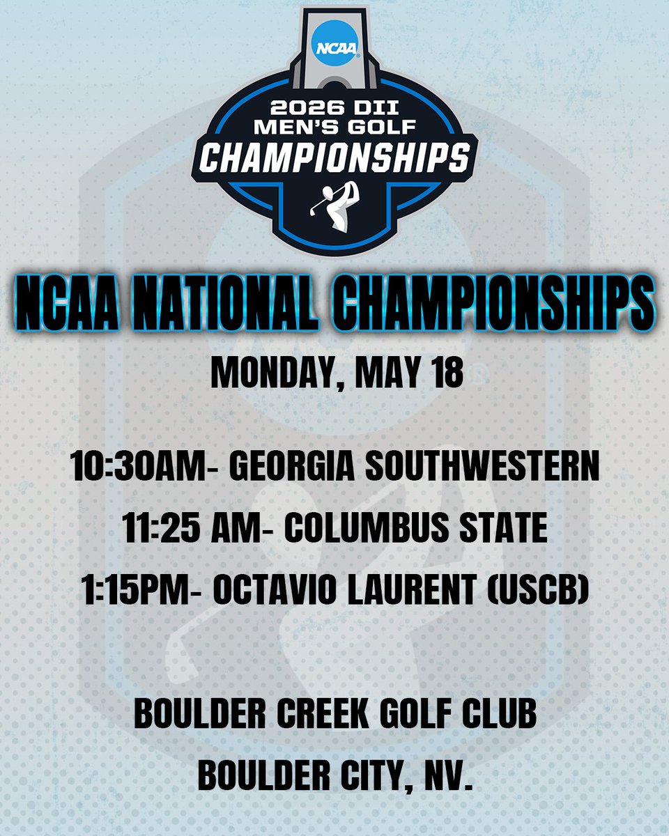 PeachBelt's tweet photo. It’s NCAA National Championships Time!!!

Georgia Southwestern, Columbus State and USCB's Octavio Laurent begin competition at the NCAA National Championships this morning in Boulder City, NV.🤩🏆

#PBCDOMINANT https://t.co/86U1EPaHzT