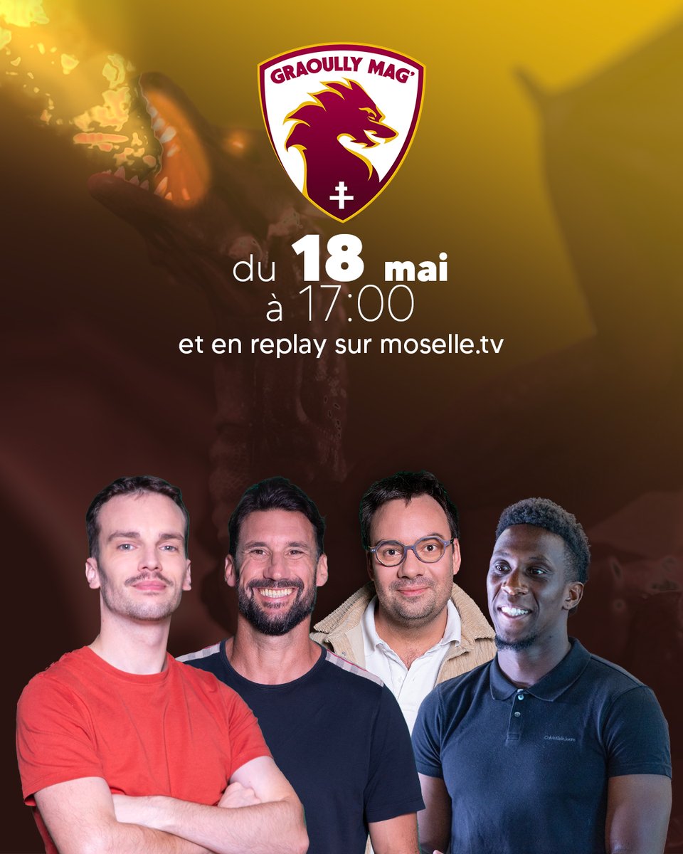 GraoullyMag's tweet photo. Au programme aujourd'hui :

⚽️Retour sur #OGCNFCM + le bilan de cette Ligue 1 25/26
🔎Focus sur la fin d'aventure de Benoît Tavenot
⏱️C'était aussi la fin de la saison (ou presque) pour les autres équipes du FC Metz

Retrouvez @_EmericG et ses chroniqueurs à 17h sur @moselle_tv ! https://t.co/Z1Ikm6xkaj