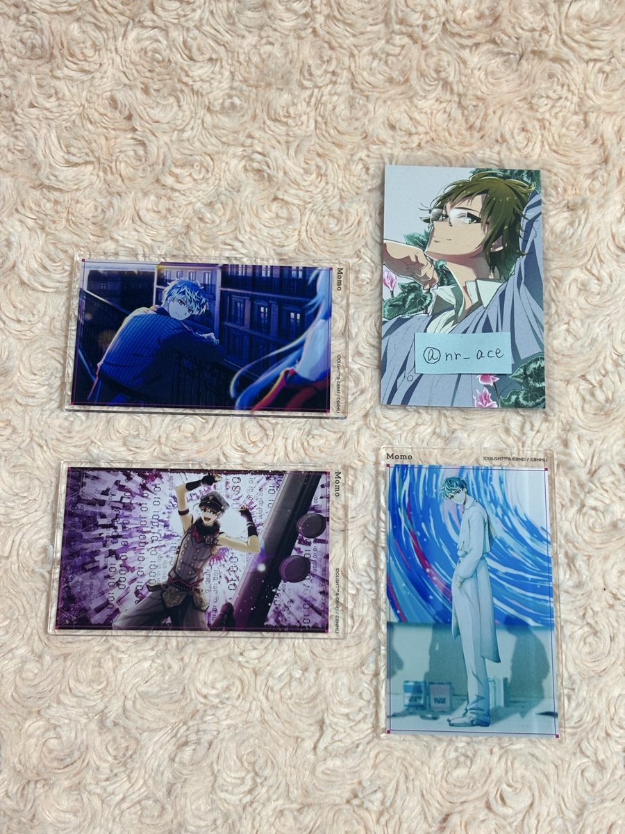 nr_ace's tweet photo. 【交換】アイナナ アニカフェ  アニメイトカフェ　りばぁれ茶屋 アクスタ　アクリルカード

譲)
アクスタ:百
クリアカード:画像2枚目

求)
アクスタ:千
クリアカード:画像3枚目ハート絵文字付きのもの(❣️＞💕の優先順位)

郵送交換希望
検索からもお気軽にお声掛けください。 https://t.co/Jmkan8OKhr