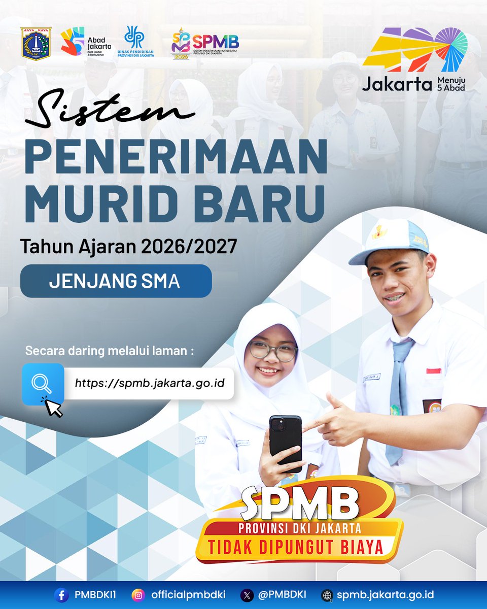 PMBDKI's tweet photo. Kamu lulusan SMP dan sudah mulai riset SMA Negeri Impian? Sini, baca ini dulu! 👀

Sebelum mendaftar, pastiin dulu kamu memenuhi syaratnya ya: 
✅ Berdomisili di DKI Jakarta &amp; tercatat https://t.co/NhAgBoW5wS