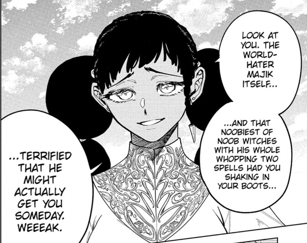 DrSomnia's tweet photo. Descarras' exhuberant sword-as-panel-divider juxtaposed by keeping her goblin speech in full really is the whole character https://t.co/6UZEKhGDVx