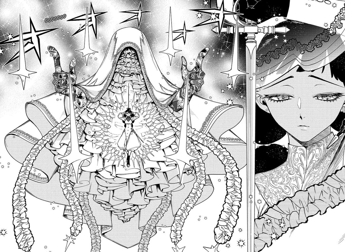 DrSomnia's tweet photo. Descarras' exhuberant sword-as-panel-divider juxtaposed by keeping her goblin speech in full really is the whole character https://t.co/6UZEKhGDVx