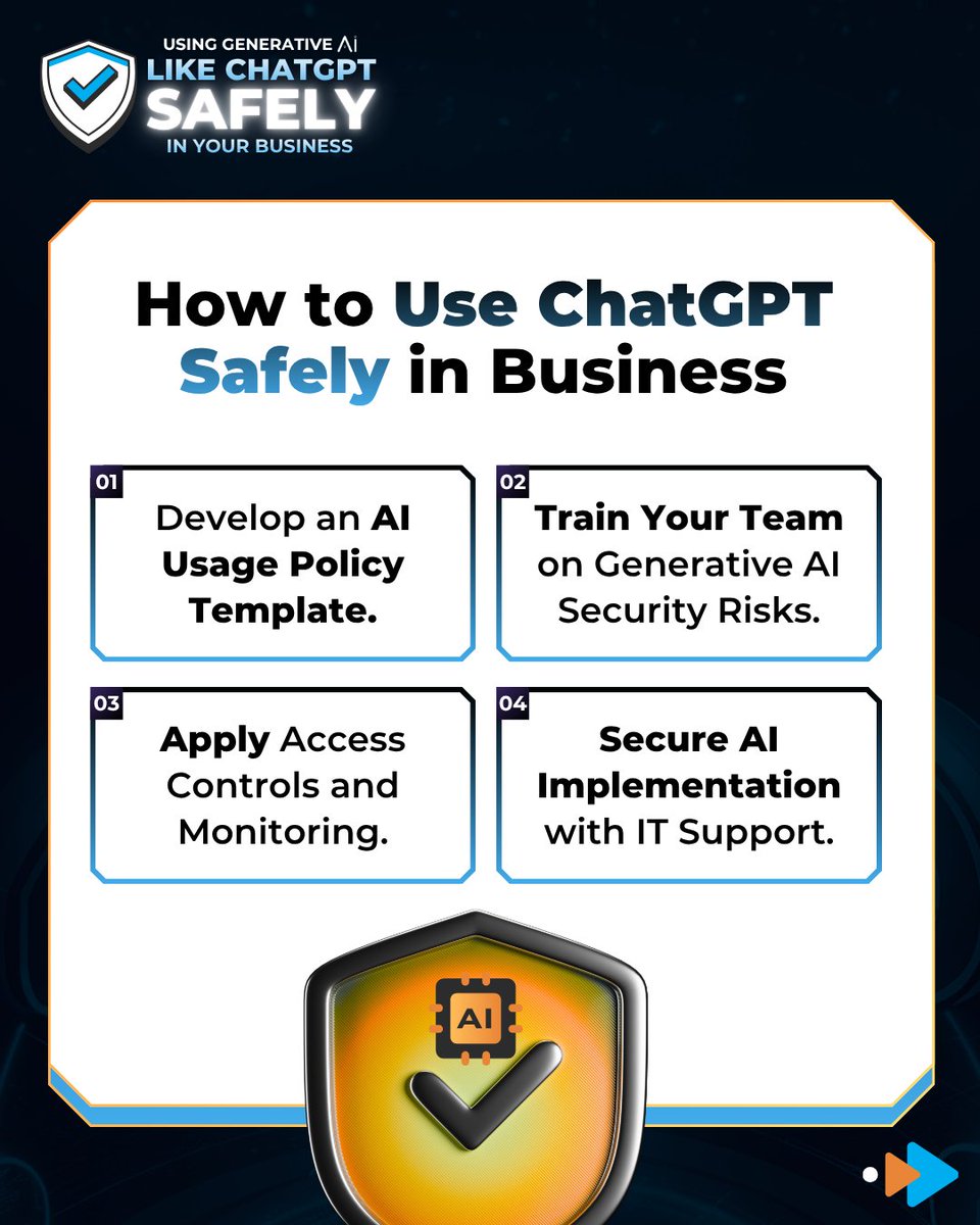 citysource_'s tweet photo. AI tools offer great potential but require strategic oversight to protect your data privacy. Learn the essential steps to ensure your team uses platforms like ChatGPT safely. CitySource Solutions helps you innovate without the risk. https://t.co/FB0dNwTQwG