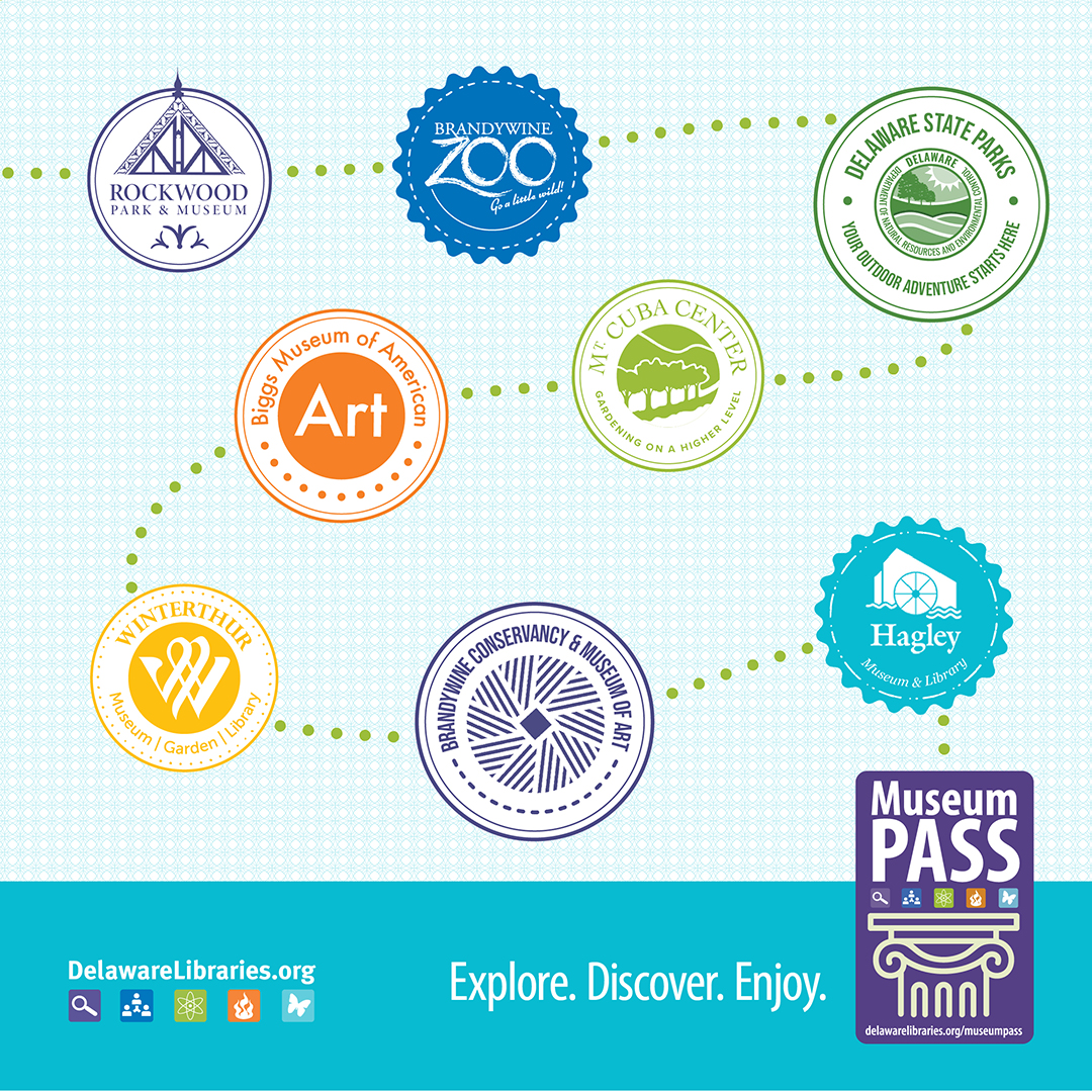DELibraries's tweet photo. Check out the Museum Pass Program from Delaware Libraries! It's your FREE entry to art, culture, entertainment and Delaware State Parks! Explore. Discover. Enjoy! https://t.co/KCWp205Md1 #delibraries #netde https://t.co/2kvP41YbC8