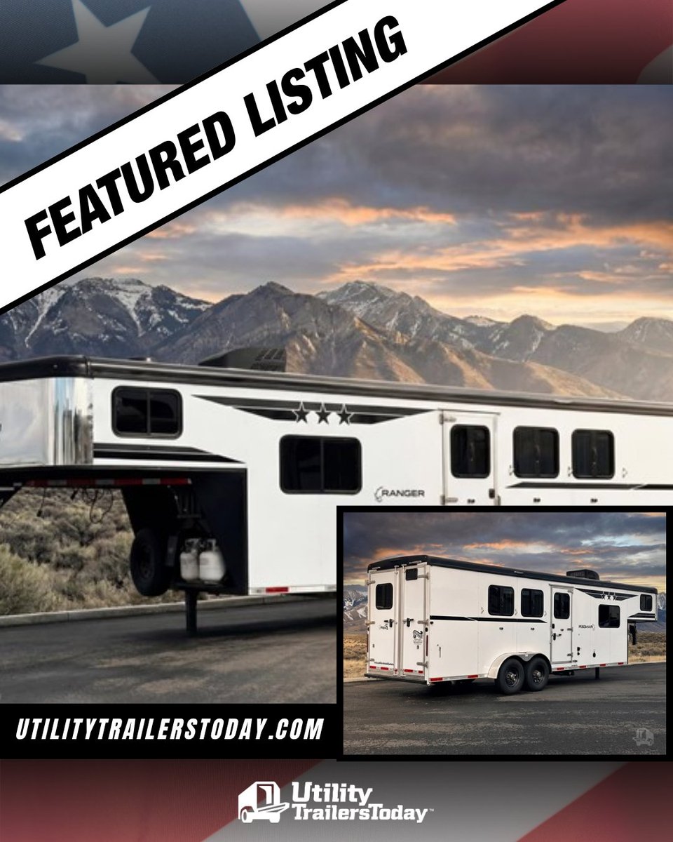 TodayUtility's tweet photo. FEATURED LISTING: 2026 BISON RANGER LQ708 🐎🏠

Get a basically brand-new horse trailer without the wait! This 2026 Bison features an 8-foot short wall living quarters!. Perfect for your next trip! 🛣️✨

🔗➡️ https://t.co/yLClYyl35H

#UtilityTrailersToday https://t.co/HB96wE5Nqz