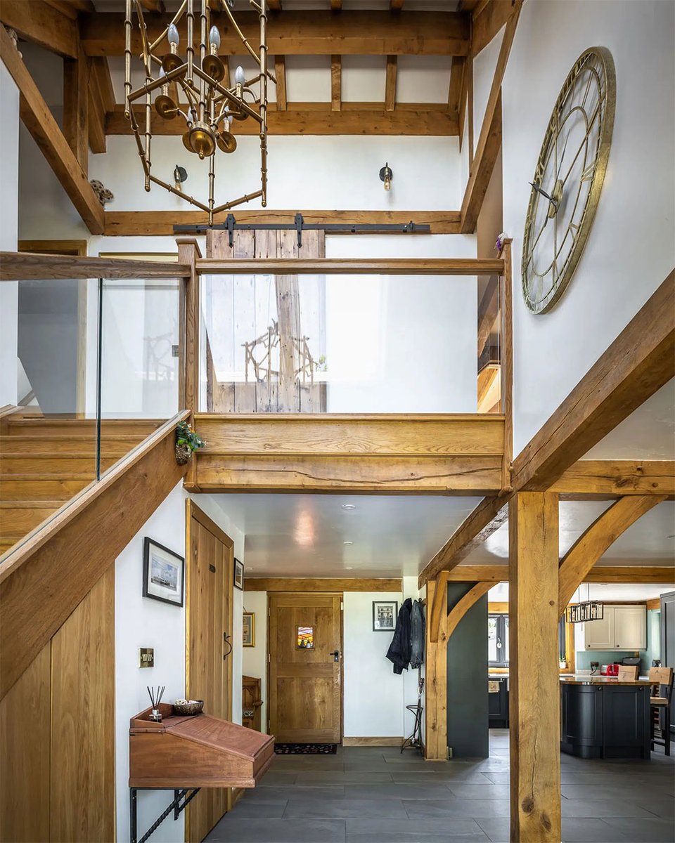 BuildItMagazine's tweet photo. Moira and Tony Cain bought an old walled plot in a medieval market town in Wales, and built a characterful oak frame home for just £250,000 that blends modern living with historical context: https://t.co/4bpPQooRQz https://t.co/osoRX4Xd6B