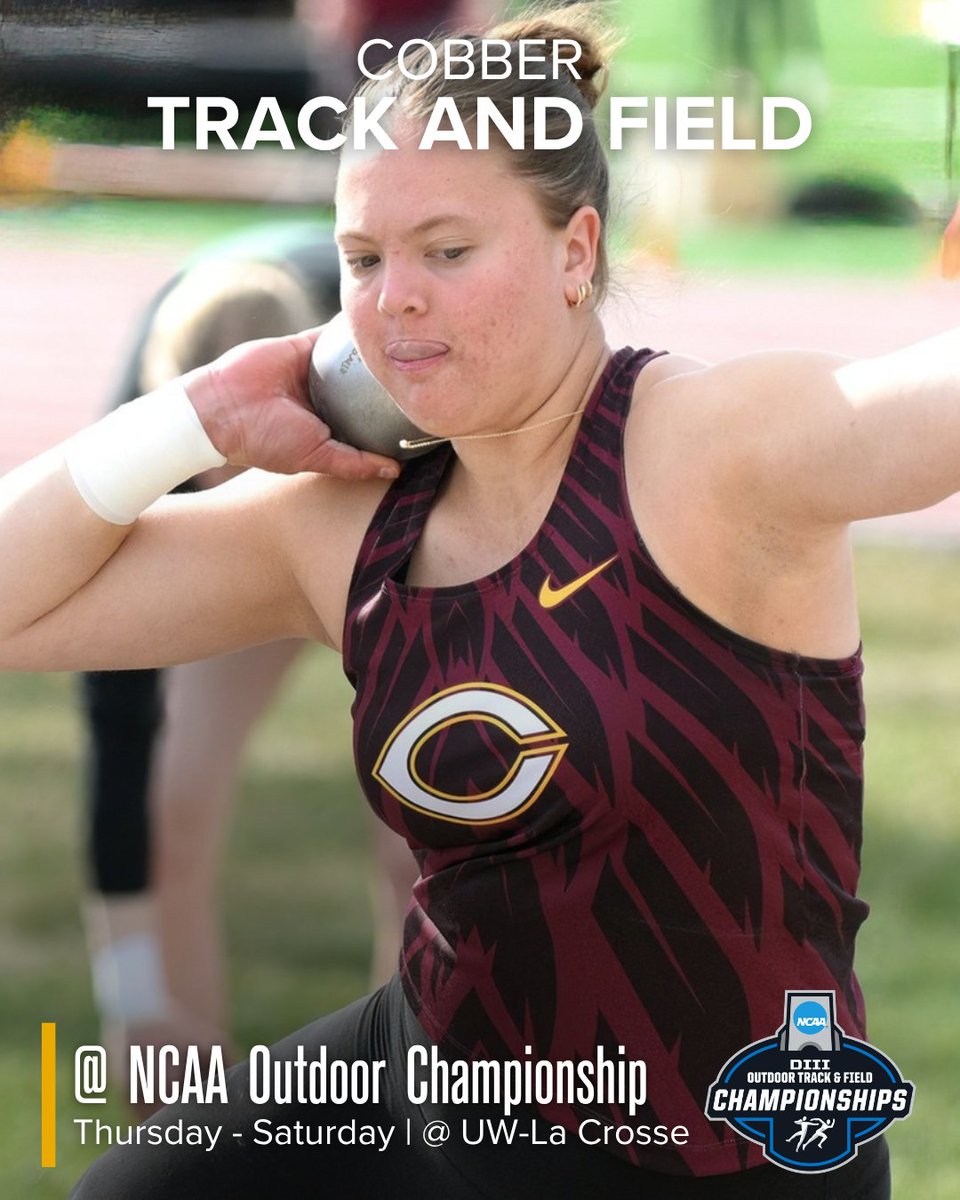 CobberSID's tweet photo. 𝐖𝐞𝐞𝐤𝐥𝐲 𝐒𝐜𝐡𝐞𝐝𝐮𝐥𝐞 
This week, the men’s and women’s track &amp; field teams head to the 𝐍𝐂𝐀𝐀 𝐎𝐮𝐭𝐝𝐨𝐨𝐫 𝐂𝐡𝐚𝐦𝐩𝐢𝐨𝐧𝐬𝐡𝐢𝐩𝐬, competing Thursday through Saturday! 🏃‍♂️ Good luck to all of our Cobbs competing on the national stage! #RollCobbs https://t.co/lcnNdzWoz0