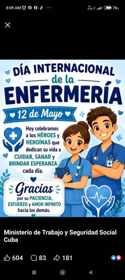 Inform_CEMIJ's tweet photo. Día Internacional de la Enfermería 
Hoy celebramos el Día Internacional de la Enfermería, una fecha que rinde tributo a los que cada día enfrentan situaciones complejas  cuidando de los enfermos.
¡Feliz Día de la Enfermería!
#CubaPorLaSalud #CubaPorLaVida
#SentirPinero https://t.co/zRaLTmCBsa