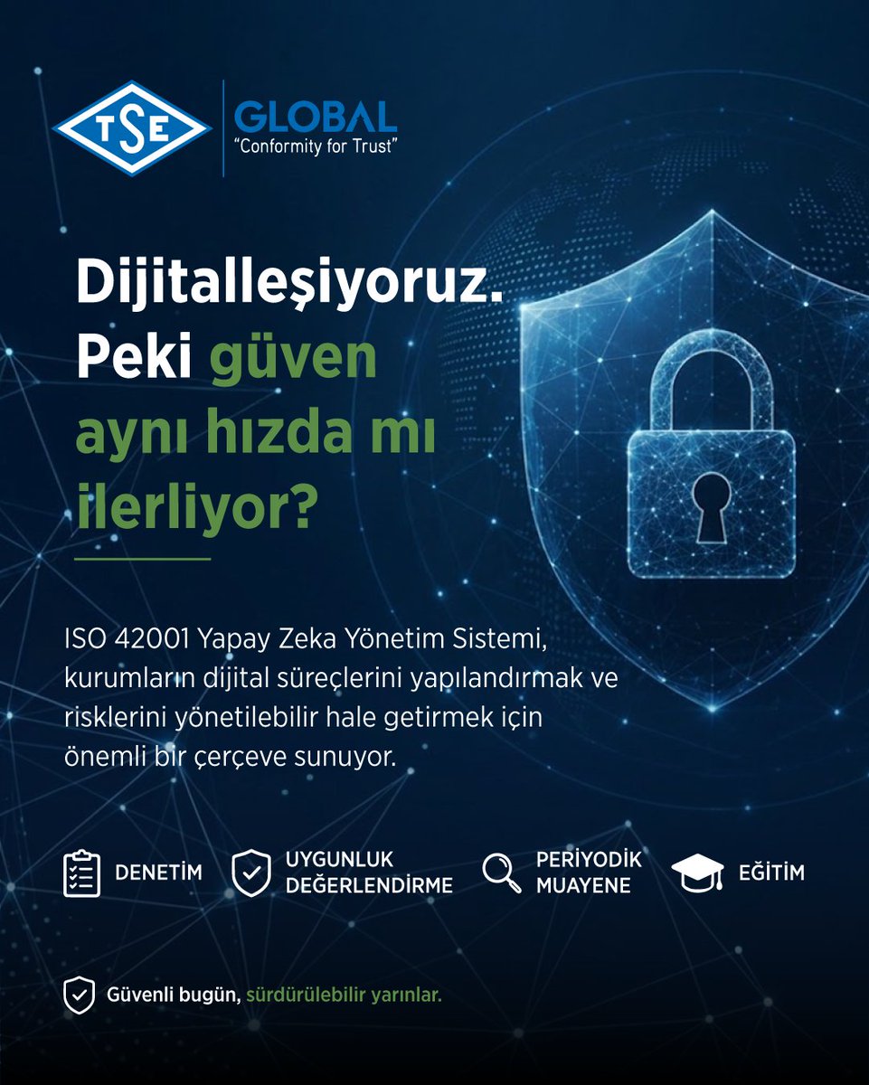 tseglobalcomtr's tweet photo. Dijital sistemler büyürken riskler de aynı oranda büyüyor.​

Veri güvenliği ve şeffaflık, artık bir tercih değil.​

ISO 42001 ile dijital güveni yönetilebilir hale getirin. https://t.co/zJjSvPSzfx