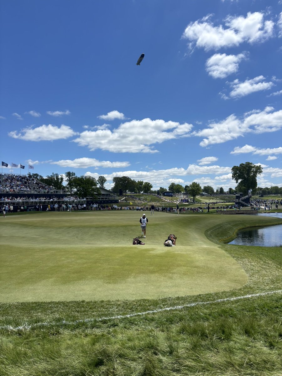 Oliver_Wilson's tweet photo. That’s the @PGAChampionship done ✔️ 

I really enjoyed @AroniminkGC probably more so from this side of the ropes. It was refreshing to see a slightly different test to a normal PGA which many players certainly didn’t adapt to. 

There were 299 three-putts in the first two rounds alone. For context, The Masters this year had 190 over all four rounds. That’s a crazy stat!

It may well be something we see more of in course setups of the future, rather than just growing the rough to boring lengths that eliminates creativity, I certainly hope so anyway. 

Hole locations being cut on steeper gradients asks a tougher question and makes players way more edgy in my opinion. When you’re nervy and you can’t feel your hands there’s nothing harder than trying to hole a left to right slider! 

Now the dry conditions helped and there is a balance of course, but Aronimink brought back the importance of angles with their wild greens & cambered fairways that tested every area of the game as a Major should. 

It exposed more of the world’s best and you could argue it allowed a fairer test instead of the typical bomb and gouge. 

Aaron was the well rounded winner the course deserved!

I’m so pleased for him and his team. Six under par on his last 10 holes, when everything was on the line was exceptional golf! 

He answered the unique questions the course asked better than anyone, and it produced a winner every bit as distinctive as the test itself. 

Thanks to the @5liveSport team of @iaincartergolf @jamesgregg7 @KDownesSport & the team back home. 

See you at The Open!
