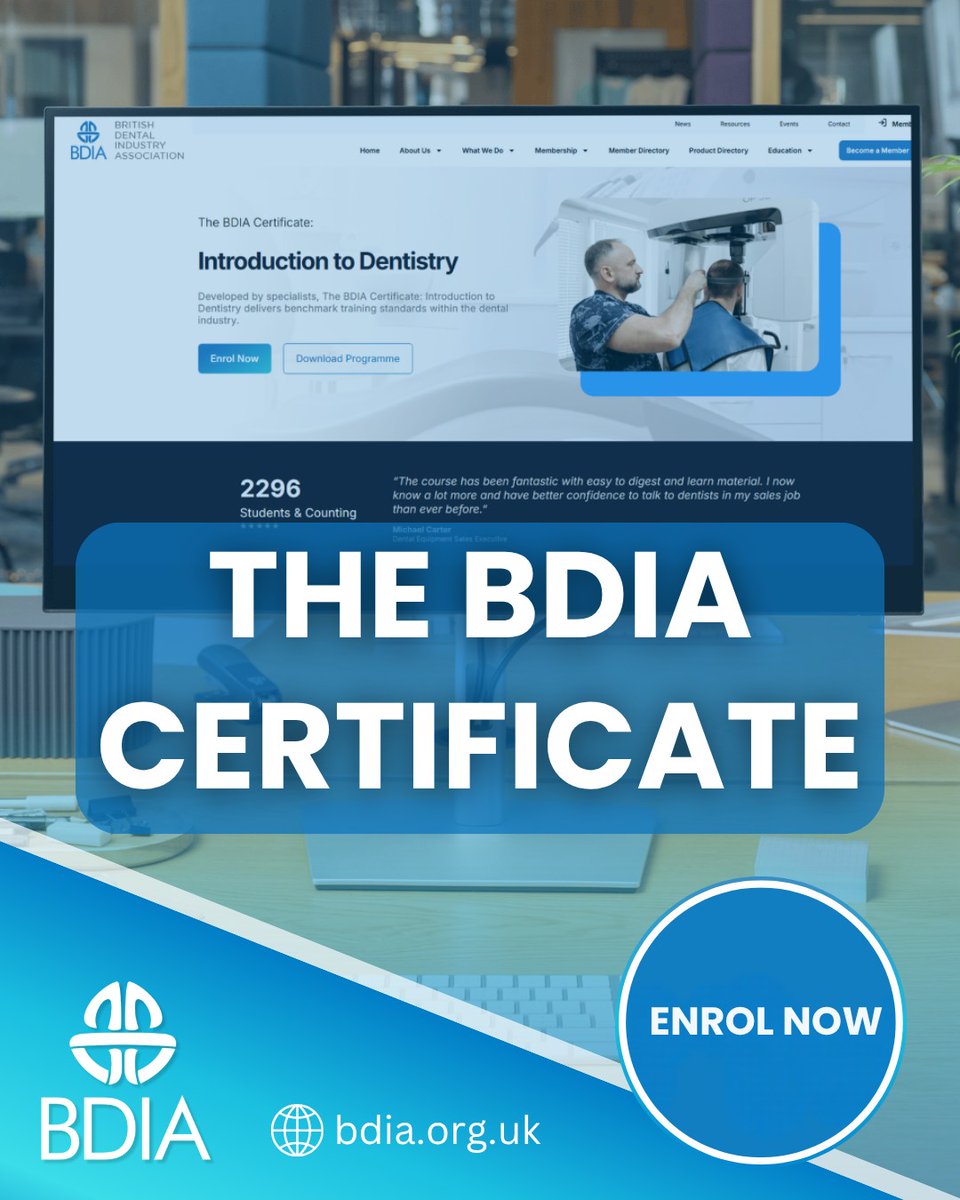 _BDIA_'s tweet photo. The BDIA Certificate: Introduction to Dentistry is a benchmark training resource designed by industry specialists.

Enrol now and build confident, industry-ready knowledge: https://t.co/1FskluKBtR

#DentalIndustry #BDIA #DentalTraining #CPD #DentistryEducation https://t.co/a4pmnTsoUk