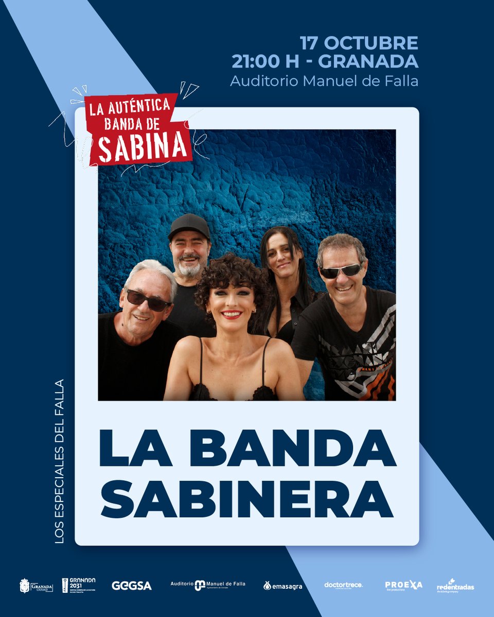 Proexa_live's tweet photo. 🎶 La autentica banda de Sabina llega a Granada

Su espectáculo ofrece un recorrido por los grandes clásicos de Sabina, junto a otras canciones menos habituales, recreando la atmósfera de sus conciertos

📍Auditorio Manuel de Falla
🗓️ 17/10

🎟️ Entradas en https://t.co/ydgEimzQ3s https://t.co/Q5rCQMbA9D