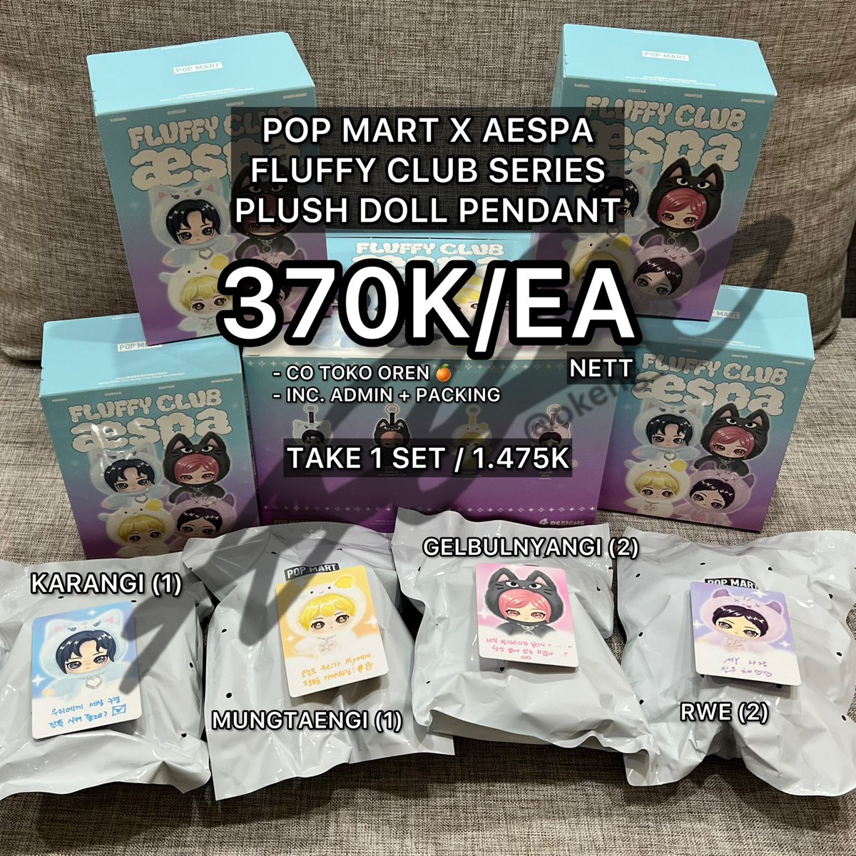 okeng_'s tweet photo. update WTS // Ready [Pop Mart x aespa Fluffy Club] Series Plush doll Pendant &amp; Phone Lanyard

✅ CO SHOPEE 🍊
📍Jakarta
- DM FOR details

t. wts wtb karina winter giselle ningning aespa popmart lanyard plush doll karangi mungtaengi gelbulnyangi rwe https://t.co/BZIzSrv6OT