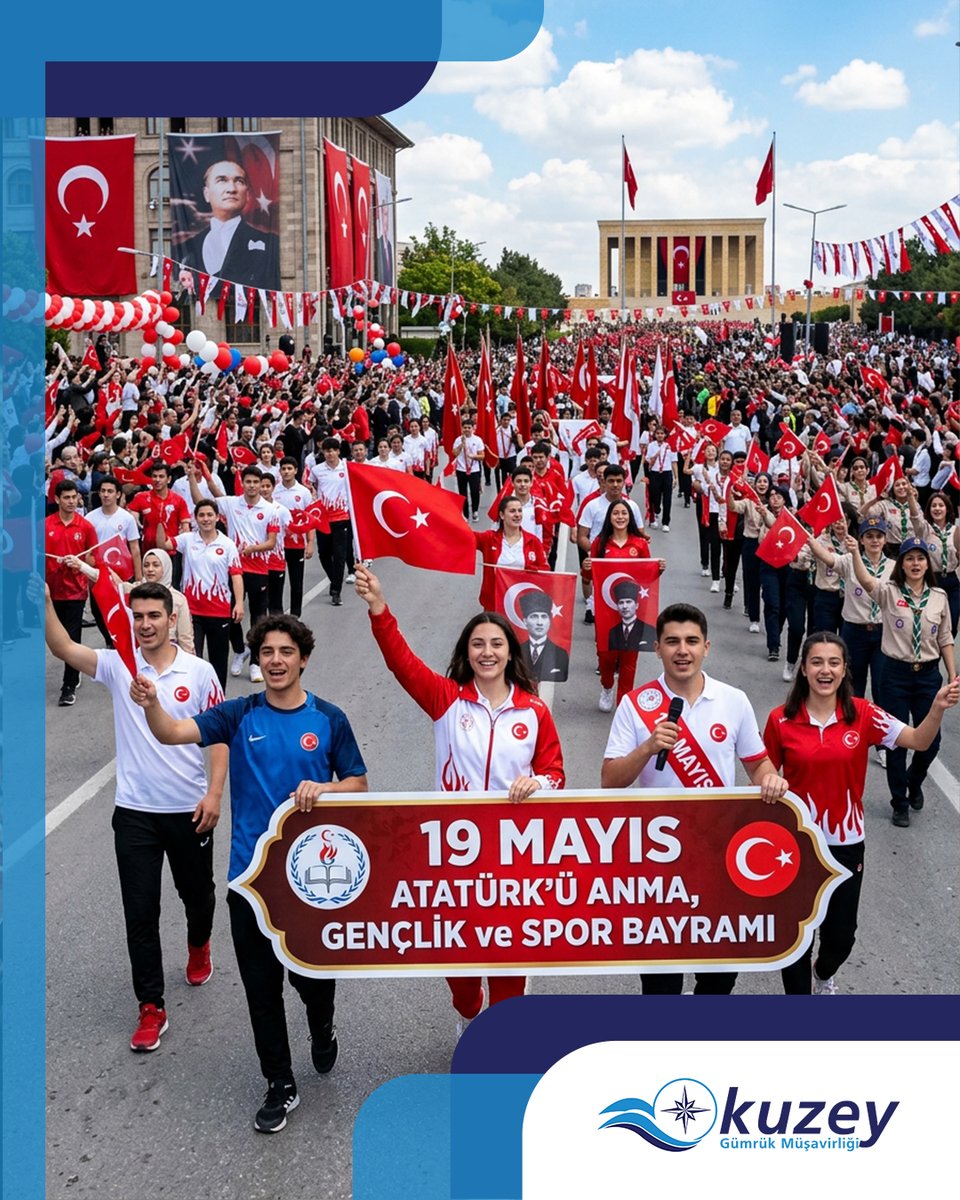 KuzeyGumruk's tweet photo. Gazi Mustafa Kemal Atatürk’ün gençliğe armağan ettiği bu anlamlı gün, geleceğe olan inancımızın en güçlü simgesidir.
19 Mayıs Atatürk’ü Anma, Gençlik ve Spor Bayramı kutlu olsun. https://t.co/P1aLhrzNCI