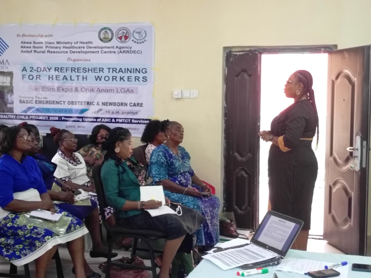 ARRDEC's tweet photo. The Coordinator, Reproductive Health, Akwa Ibom State Ministry of Health, Dr Nse Victor Isang , facilitating sessions on Antenatal care, 2016 WHO ANC Model and Emergency Care Obstructed Labor  #TYDFinterventions #TYDFimpacts https://t.co/DUnaQkgdvf