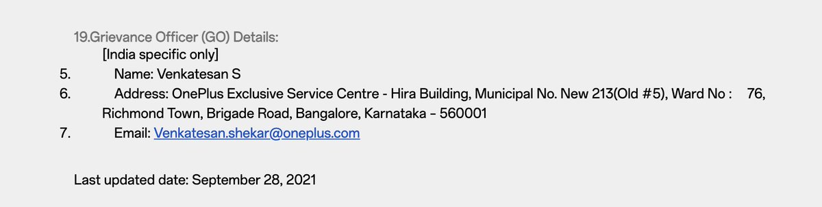 ZeroMinusClose's tweet photo. 🚨 Is @OnePlus_IN deliberately hiding from its consumers? 🚨

I am currently dealing with an unresolved prize dispute regarding the OnePlus Run 2.0 contest, and my attempts to escalate the matter have exposed a massive compliance failure.

On a recorded call today, OnePlus support representatives explicitly refused to provide valid Grievance Officer details or any accountable escalation contact. Even after supposedly consulting their "seniors", they stonewalled the request and claimed no senior personnel were available to speak.

Worse, as the attached screenshots prove, the official Grievance Officer email publicly listed by OnePlus is completely DEAD. Emails bounce back instantly, and their contact page hasn't been updated since September 2021.

This is a direct violation of Rule 4 of the Consumer Protection (E-Commerce) Rules, 2020, which strictly mandates e-commerce entities to prominently display accurate grievance officer details and maintain a functional redressal mechanism. Providing outdated, non-functional contacts is a serious breach of consumer trust and Indian law.

Since all reasonable attempts to resolve this issue have been deliberately blocked by their own broken system, I am formally ending communication with the support team.

The next step is the District Consumer Commission. See you in court. ⚖️

@onepluscareIN  @jagograhakjago @consaff  #ConsumerRights #OnePlusIndia
