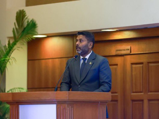 PncSMedia's tweet photo. Minister of Youth Empowerment, Sports and Fitness attended the keynote session “Tides of Tomorrow: Reimagining Global Leadership for a World in Peril,” where he highlighted the urgent need for adaptive, ethical, and collaborative leadership in addressing today’s global challenges.
In his address, the Minister spoke on the growing threats posed by climate vulnerability, public health risks, and challenges to human rights and political freedoms, emphasizing that no nation can overcome these issues alone. He stressed the importance of collective global responsibility in safeguarding communities, institutions, and human dignity.
The Minister also underscored the vital role of young people in shaping a resilient and inclusive future, encouraging youth to actively lead efforts that promote public health, protect fundamental rights, and strengthen international cooperation.
“Leadership in today’s world must be built on accountability, compassion, resilience, and unity,” the Minister stated during his keynote address.
@MMuizzu 
@AbdhullahRafiu 
🇲🇻❤️🇲🇻