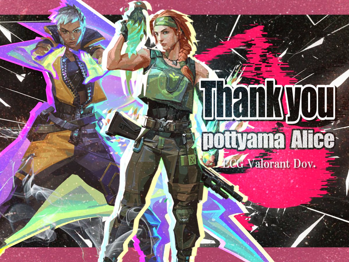ECSsecond's tweet photo. ECG Valorant部門から　
Pottyama(@pottyama1215) 　
Alice(@Raf_bny9) 
以上の2名が卒業致します。 

微力ながら、これからの活動、チーム一同応援しております。
今後ともECGの応援、よろしくお願い致します。 
#花咲けECG #Valorant https://t.co/obw9TsLQQ0