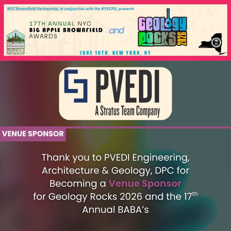 NYCBrownfields's tweet photo. 🎉 The Big Apple Brownfield Awards (BABAs) return in 2026 — now teaming up with Geology Rocks 2026!

Huge thanks to PVEDI for supporting the event as a Venue Sponsor at Racket NYC.

Join the industry for awards, networking &amp; live 90s/2000s rock hits.

🎟️ https://t.co/yeRrY7Dytq https://t.co/h39DCgYin8