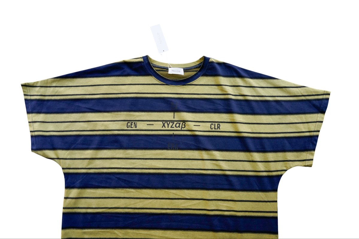 Nora Lily】Border Dolman Wide Tee /yellow×ネイビー | Connecter