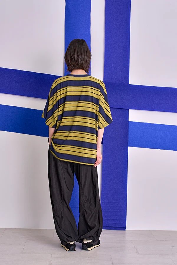 ローカル　どじょう Nora Lily】Border Dolman Wide Tee /yellow×ネイビー | Connecter